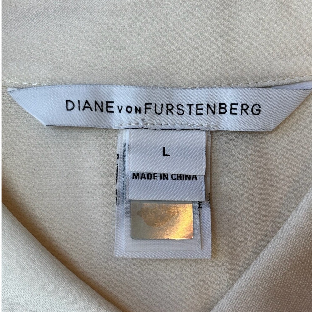 Peplum Ruffle Diane von Furstenberg Sleeveless Luxury Designer Silk Blouse L - Picture 9 of 10